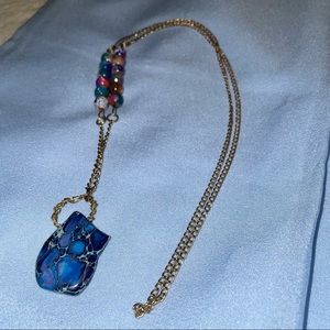 Handmade Bright Blue Drop Stone with Accent Beads